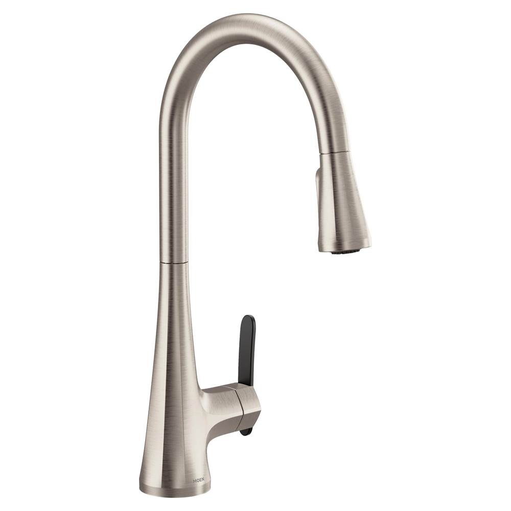 Moen Sinema Single-Handle Pull-Down Sprayer Kitchen Faucet with Power Clean and 2 Handle Options in Spot Resist Stainless