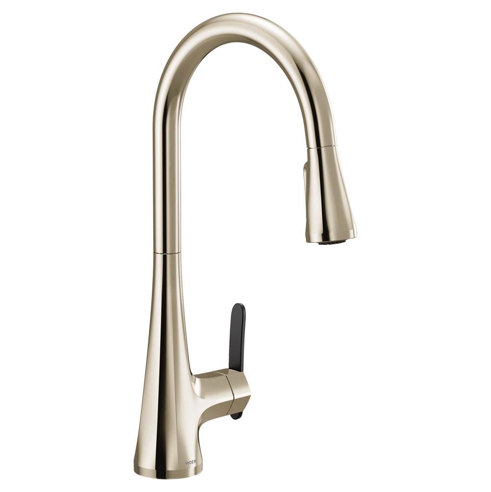Moen Sinema Single-Handle Pull-Down Sprayer Kitchen Faucet with Power Clean and 2 Handle Options in Polished Nickel