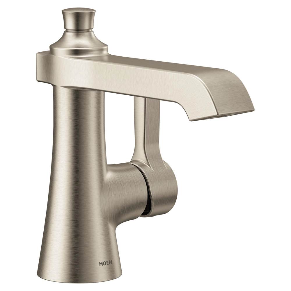 Moen Flara One-Handle Single Hole Bathroom Faucet with Drain Assembly, Brushed Nickel
