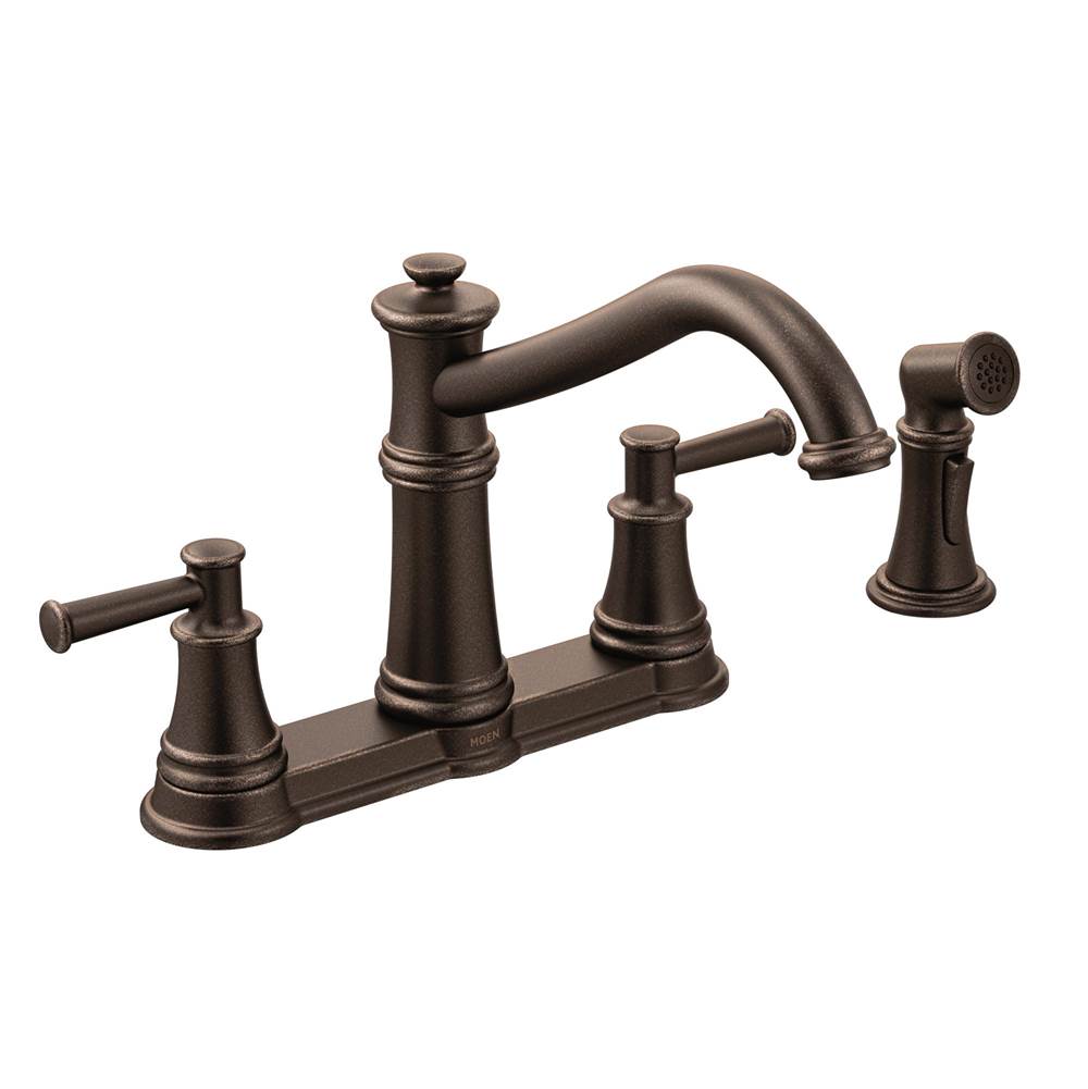 Moen Belfield Traditional Two Handle High Arc Kitchen Faucet with Side Spray, Oil Rubbed Bronze