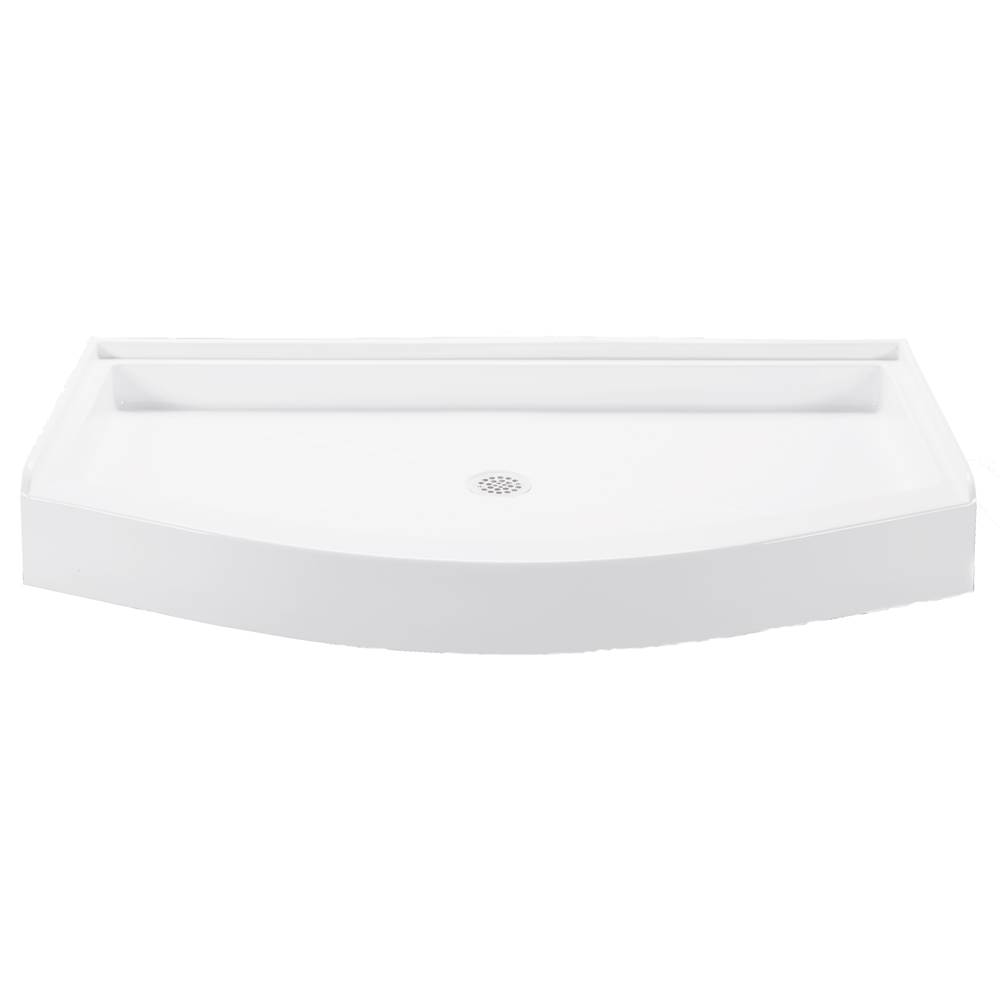 MTI Baths 6027-36 Acrylic Cxl Crescent Bow Front Center Drain 3-Sided Integral Tile Flange - White