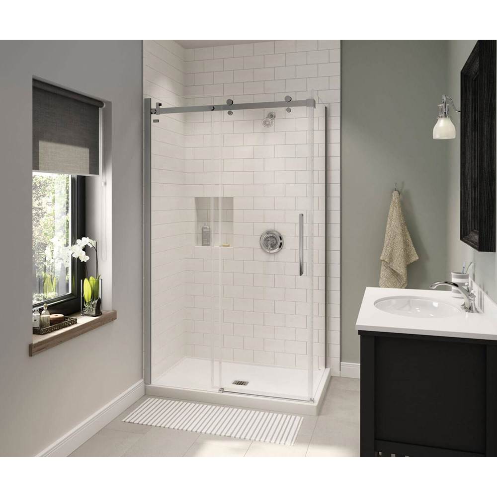 Maax B3X 4836 Acrylic Corner Left Shower Base with Center Drain in White