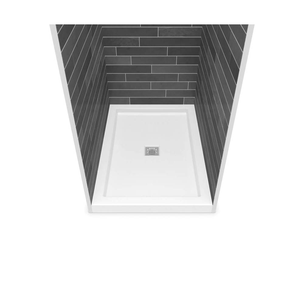 Maax B3Square 4836 Acrylic Alcove Deep Shower Base in White with Center Drain