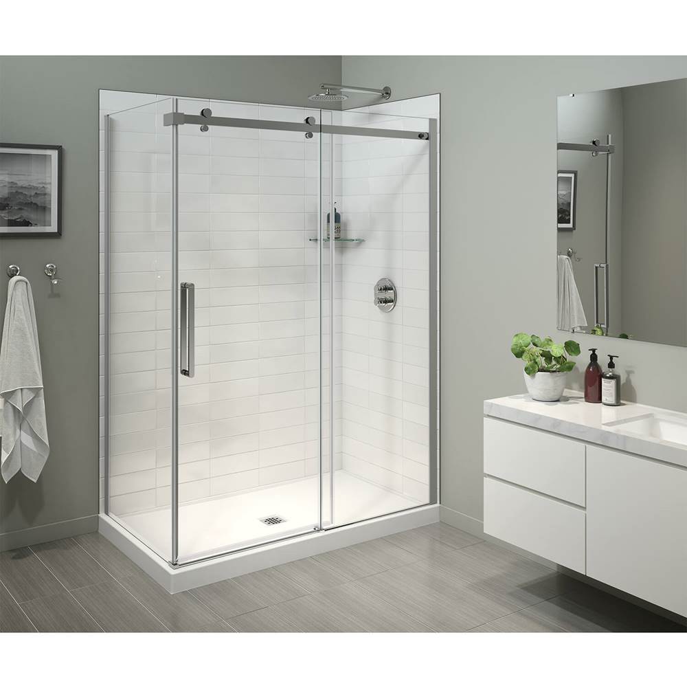 Maax Halo Pro 60 x 32 x 78 3/4 in Sliding Shower Door for Corner Installation with Clear glass in Chrome