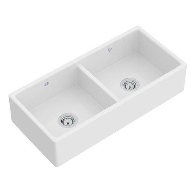 Rohl Shaker™ 39'' Double Bowl Farmhouse Apron Front Fireclay Kitchen Sink